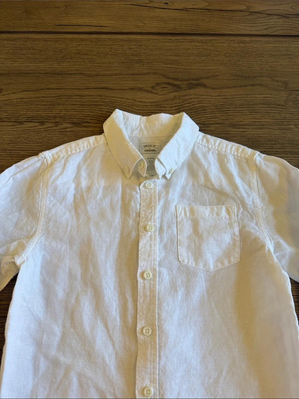 Gymboree White Linen Long-Sleeve Button-Down Shirt for Kids